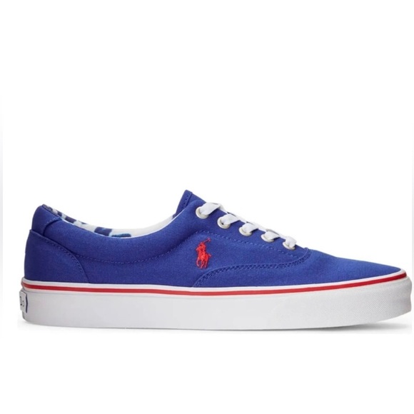 🔥🔥 ©Polo Ralph Lauren Men's Keaton
Sneaker Canvas Royal Blue Red🔥 - Picture 1 of 5